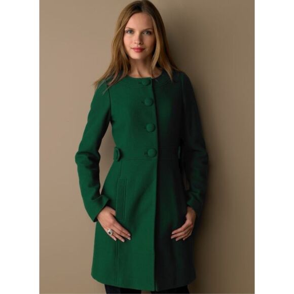 Banana Republic wool blend emerald green trench coat - Picture 1 of 7